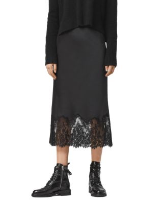 ALLSAINTS Bridgette Lace-Trim Satin Slip Skirt | Bloomingdale's