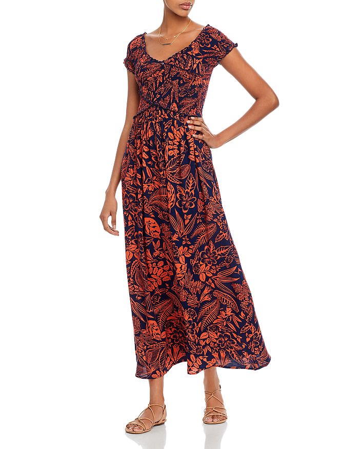Aqua Smocked Botanical Maxi Dress - 100% Exclusive In Ember