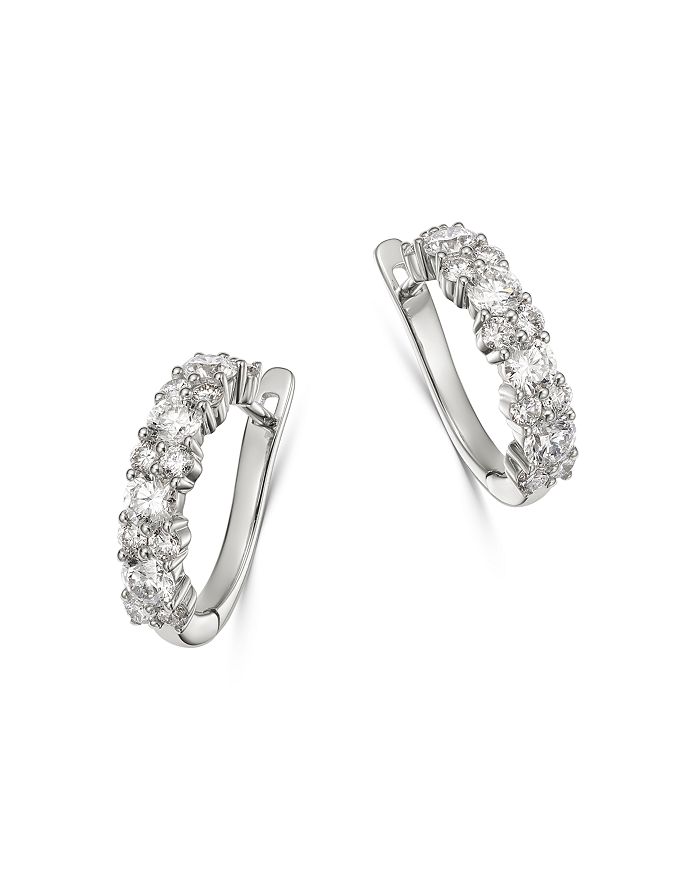 Bloomingdale's Diamond Huggie Hoop Earrings In 14k White Gold, 3.0 Ct. T.w. - 100% Exclusive