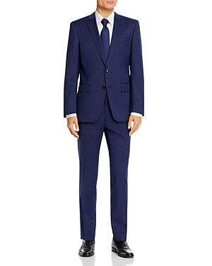 Hugo Boss Huge/genius Small Tonal Check Slim Fit Suit In Blue