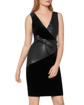 BCBGMAXAZRIA Velvet Faux Leather Sheath Dress Bloomingdale s