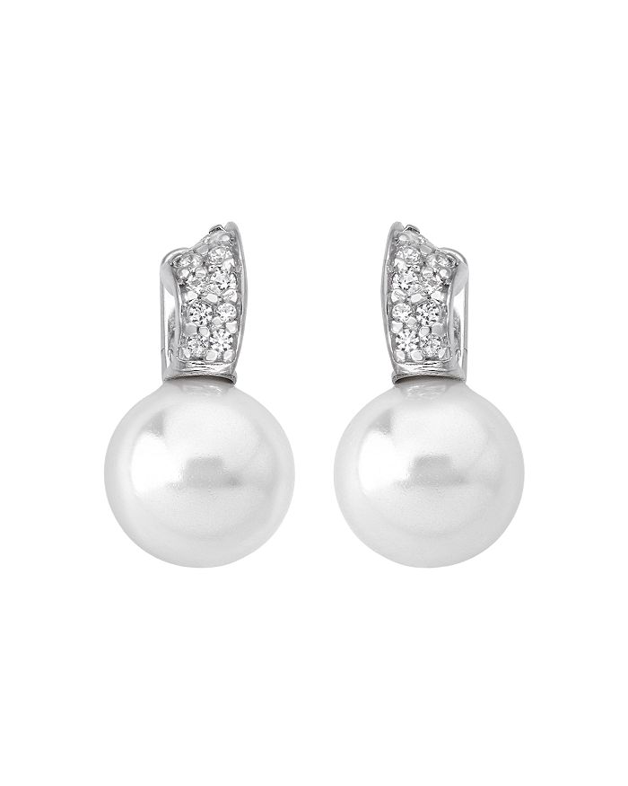 MAJORICA SIMULATED PEARL DROP EARRINGS IN STERLING SILVER,OME2185SPW