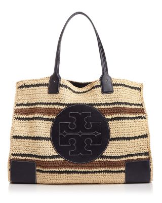 Tory Burch Brown & Black Miller Straw Stripe Tote, Best Price and Reviews