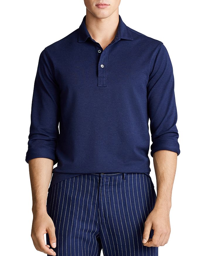 Polo Ralph Lauren Custom Slim Fit Long-sleeve Polo Shirt In Spring Navy
