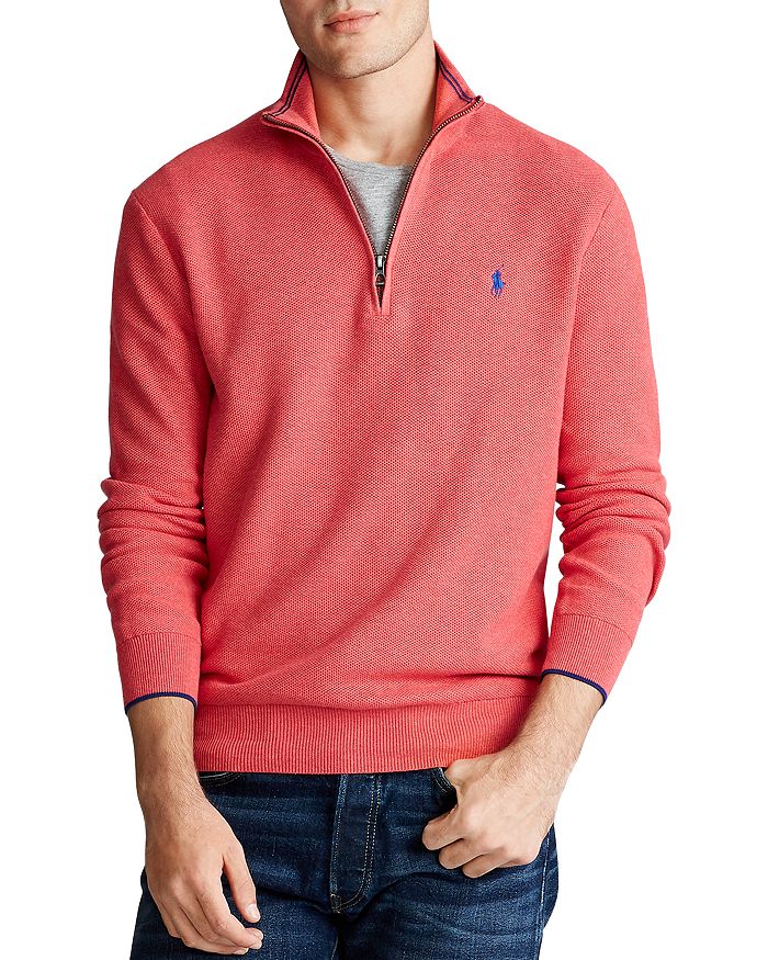 Polo Ralph Lauren Regular Fit Cotton Mesh Quarter Zip Pullover Bloomingdale's