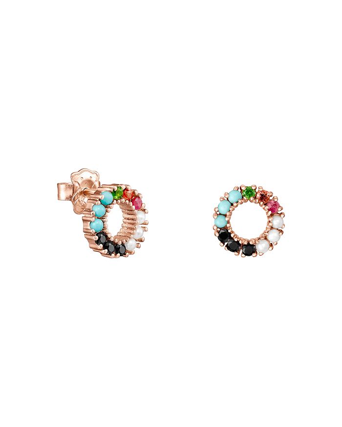 TOUS 18K Rose Gold on Sterling Silver Rainbow Gemstone Circle Stud Earrings  | Bloomingdale\'s