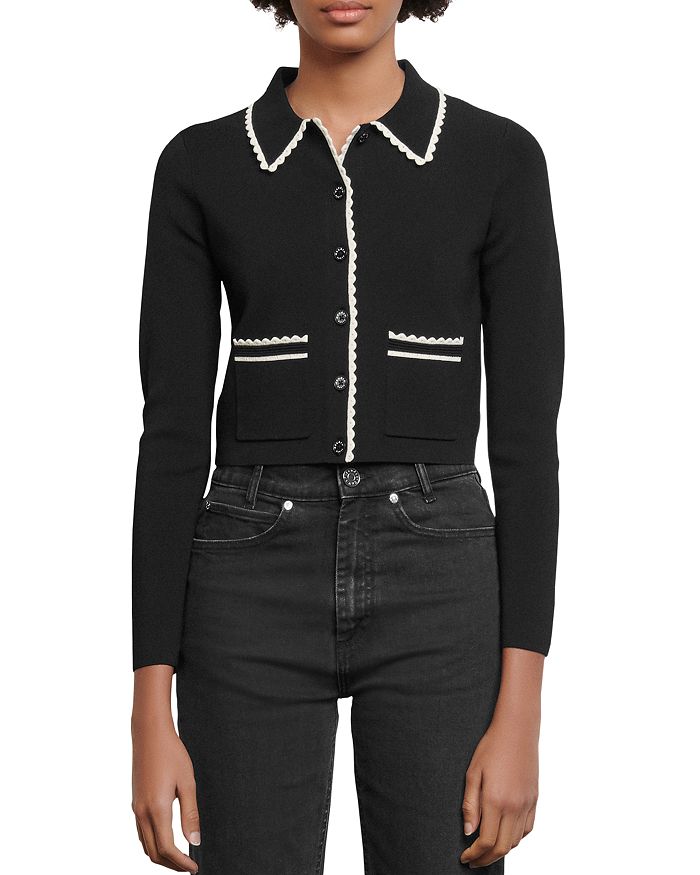 Sandro cropped cardigan hotsell with shirt collar