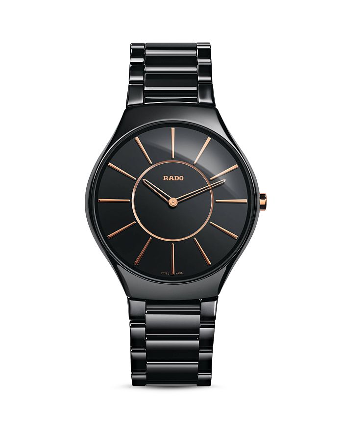 Rado Hyperchrome True Thin Watch, 40mm In Black