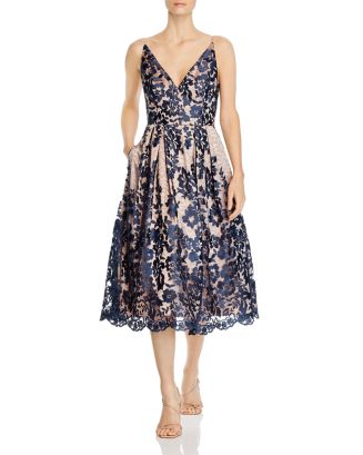 Eliza J V-Neck Lace Dress | Bloomingdale's