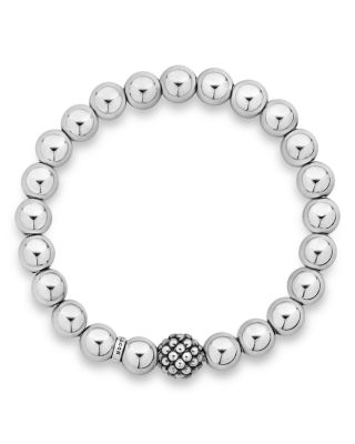 Sterling Silver Signature Caviar Lattice Ball Bracelet