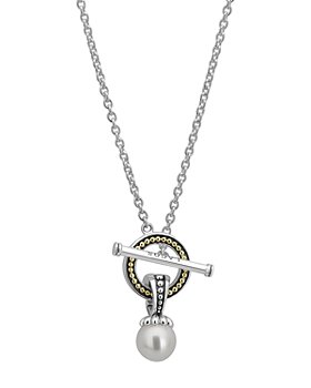 LAGOS - Sterling Silver Luna Cultured Freshwater Pearl Toggle Necklace, 18"