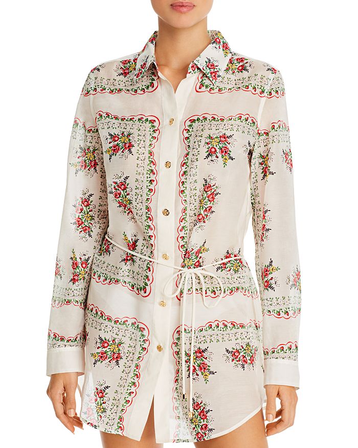 Shop Tory Burch Brigitte Shirt Dress Swim Cover up In Garden Veil