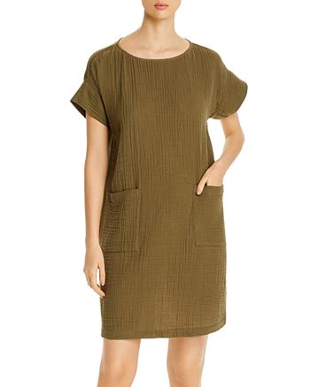 Eileen Fisher Organic Cotton Short-Sleeve Shift Dress | Bloomingdale's