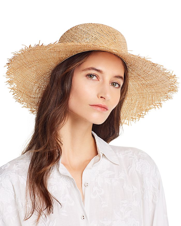 Lack Of Color Aruba Frayed Straw Boater Hat In Natural