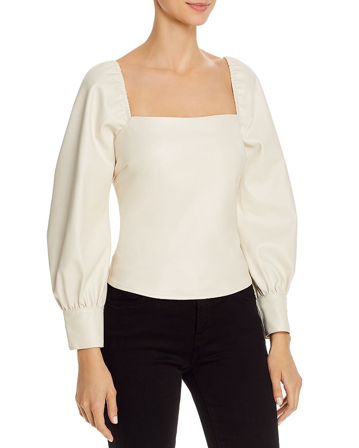 Lucy Paris - Puff-Sleeve Faux Leather Top - 100% Exclusive