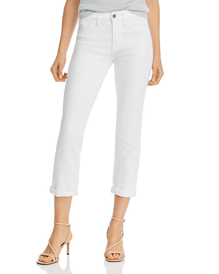 7 For All Mankind High Rise Ankle Straight Jeans In White