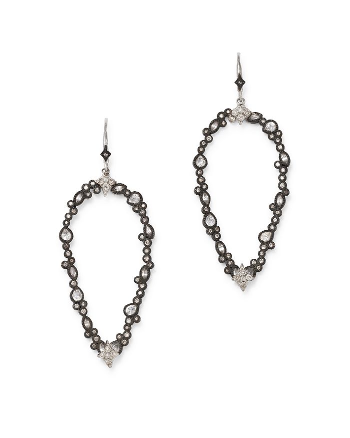 Armenta Sterling Silver New World Champagne Diamond & White Sapphire Open Pear Drop Earrings In Multi/black