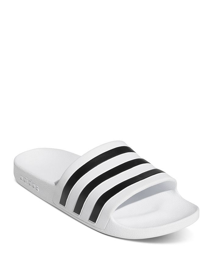 Adidas Originals Adilette Rubber Slide Sandals In White/black