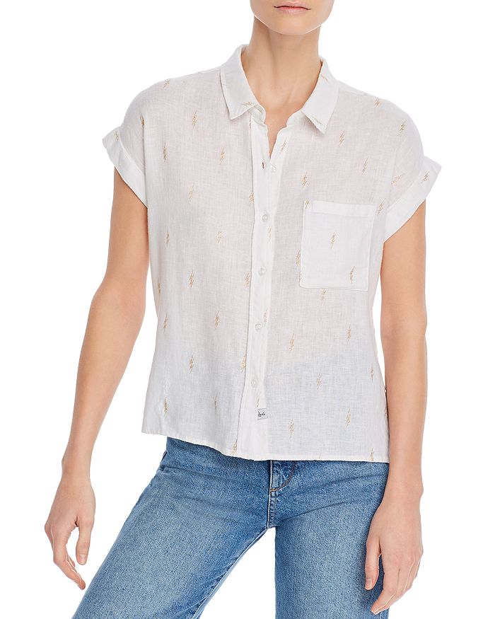 Rails Whitney Shirt With All Over Cactus Print In White Gold Electric