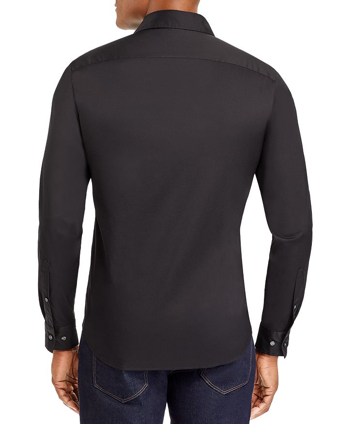 Shop Michael Kors Slim Fit Long Sleeve Stretch Cotton Button Down Shirt In Black