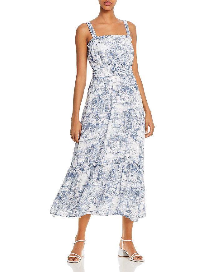 Lucy Paris Belted Toile Print Midi Dress - 100% Exclusive In Blue/white