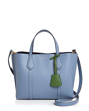 Tory Burch Perry Small Leather Tote In Bluewood