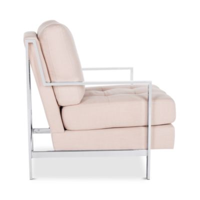 Walden Modern Tufted Linen Chrome Accent Chair