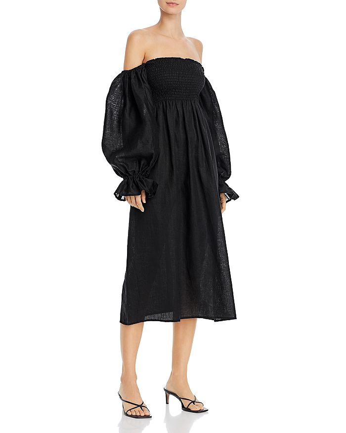 SLEEPER SMOCKED RUFFLED-CUFF DRESS,SL011AL