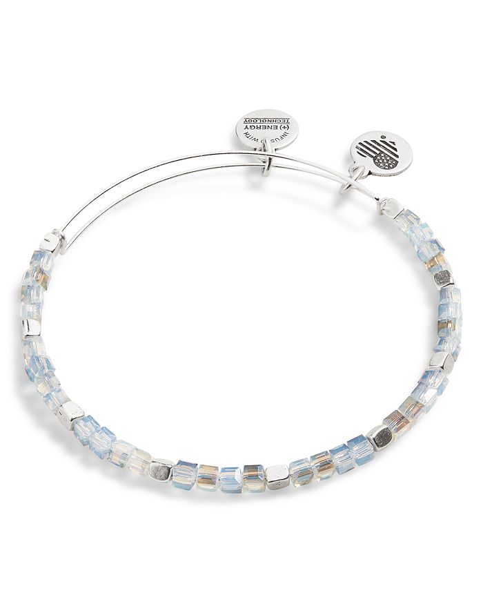 Alex And Ani Balance Bead Expandable Bangle In Light Blue In Blue/silver