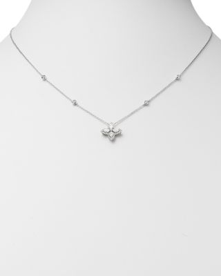 Diamond Marquis Flower Pendant Necklace in 14K White Gold, 0.50 tcw 