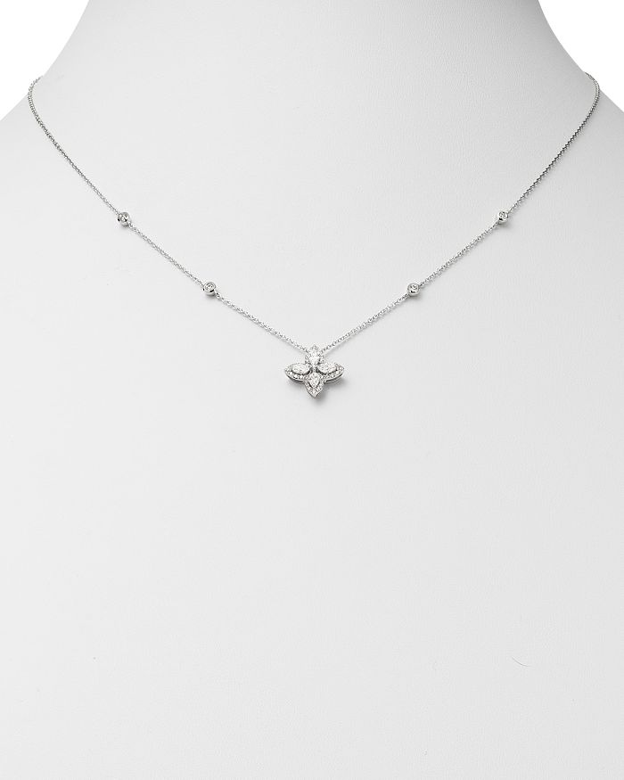 Shop Bloomingdale's Diamond Marquis Flower Pendant Necklace In 14k White Gold, 0.50 Ct. T.w. - 100% Exclusive