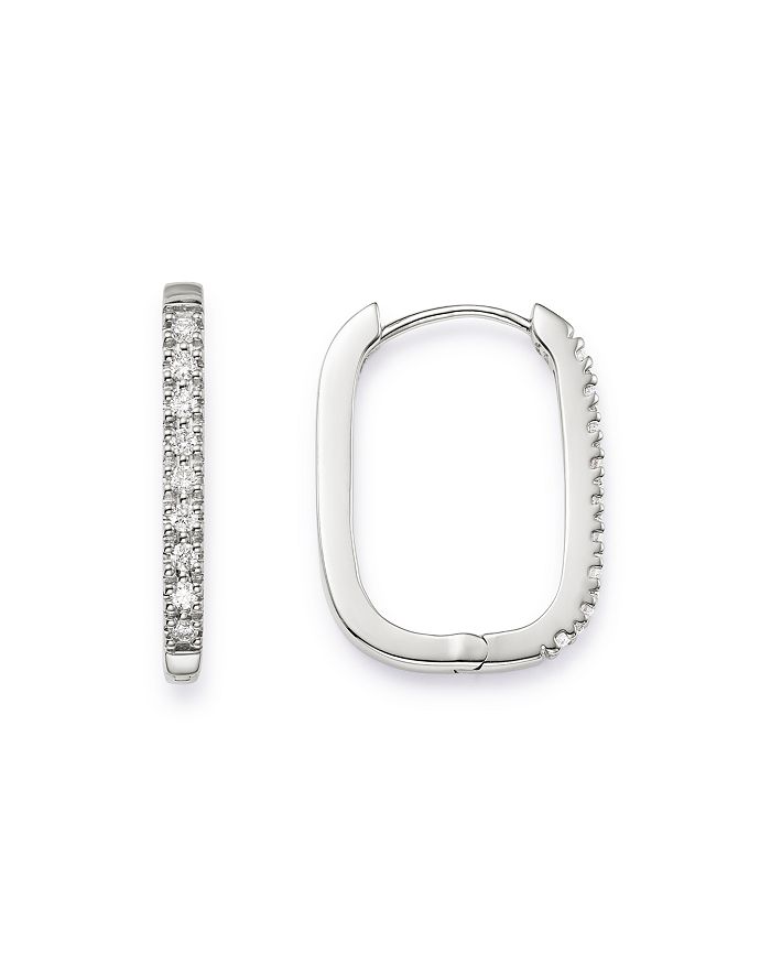 Shop Bloomingdale's Diamond Square Hoop Earrings In 14k White Gold, 0.16 Ct.t.w. - 100% Exclusive