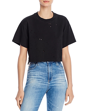 X Karla The Distressed Cropped Tee In Black