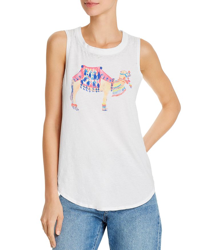 Chaser Camel Graphic Muscle Tank In White