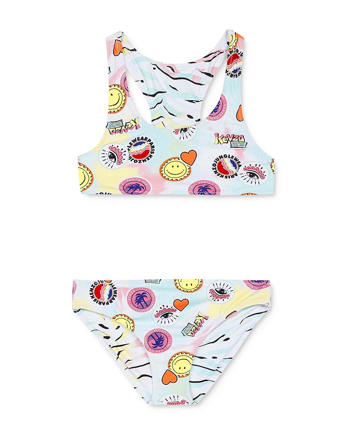 Kenzo Girls' Sticker & Tiger Reversible Two-Piece Swimsuit - Little Kid ...