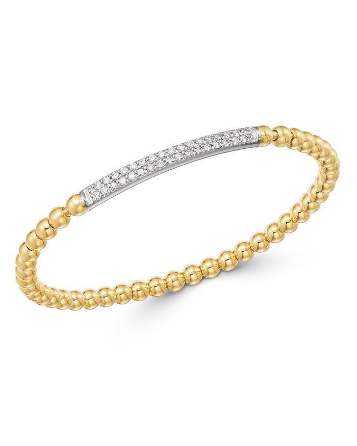 Bloomingdale's Diamond Bar Beaded Stretch Bracelet In 14k Yellow Gold & 14k White Gold, 0.50 Ct. Tw. - 100% Exclusi In White/yellow Gold