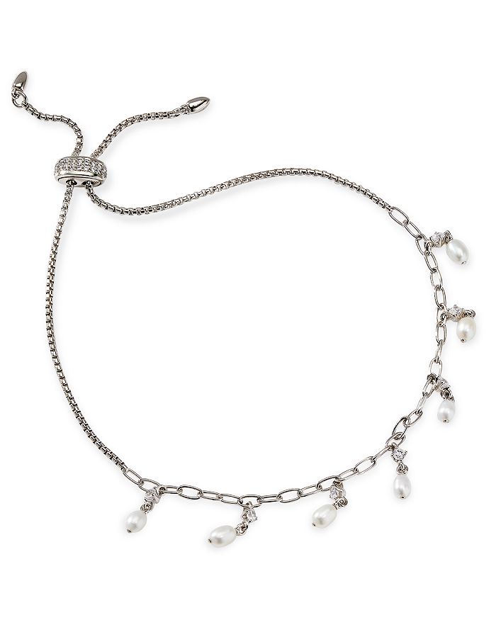 Nadri Nectar Cultured Freshwater Pearl Shaky Bolo Bracelet In Silver
