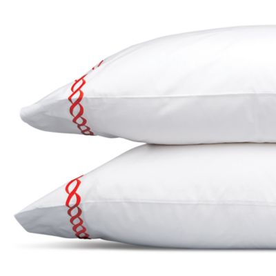 Matouk Classic Chain Standard Pillowcase, Pair In Red