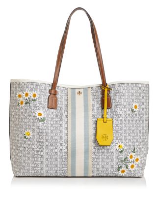 473 TORY BURCH Gemini Link Applique Small Tote 3D DAISIES
