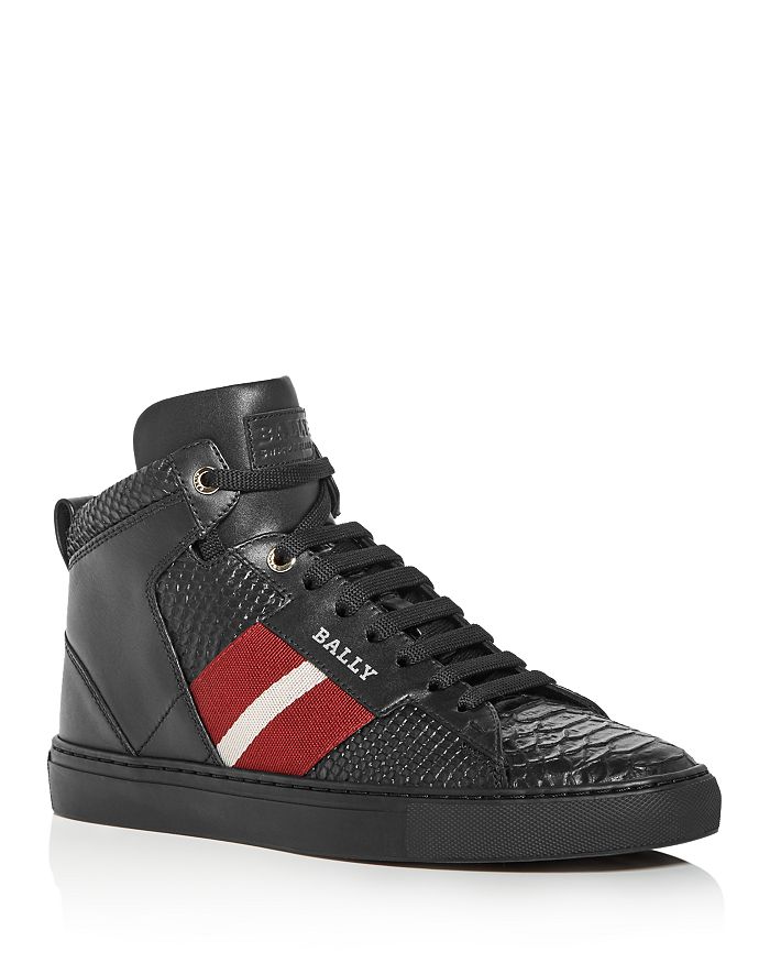 Bally Men s Hedern Snake embossed Leather High top Sneakers In Black ModeSens
