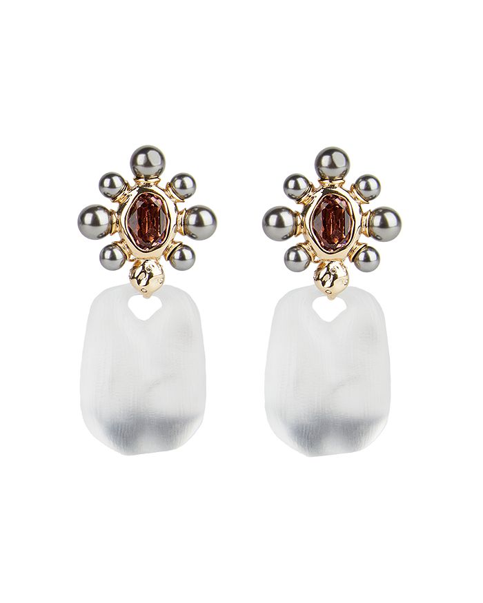 ALEXIS BITTAR LUCITE, IMITATION PEARL & CRYSTAL CLIP-ON DROP EARRINGS,AB0SE001010