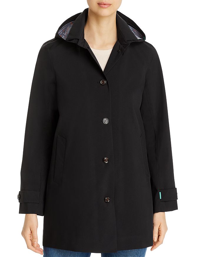 Save The Duck Hooded Raincoat In Black