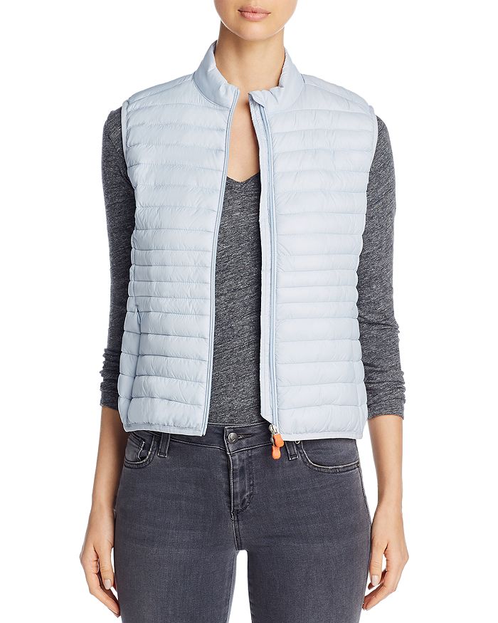 Save The Duck Zip-up Puffer Vest In Crystal Gray