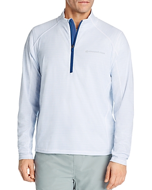 Vineyard Vines Sankaty Stripe Half Zip Performance Pullover In White Cap