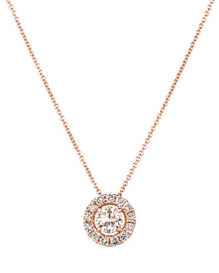 Bloomingdale's Diamond Halo Pendant Necklace In 14k Rose Gold, 0.78 Ct. Tw. - 100% Exclusive In Champagne/rose Gold