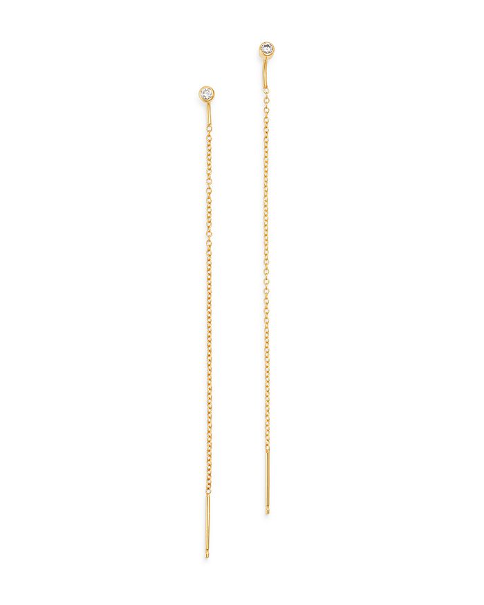 Zoë Chicco 14k Yellow Gold Diamond Threader Earrings In White/gold