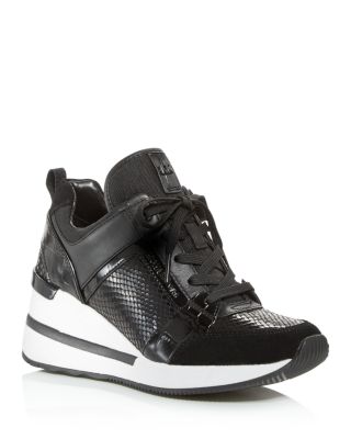georgie faux leather wedge trainers