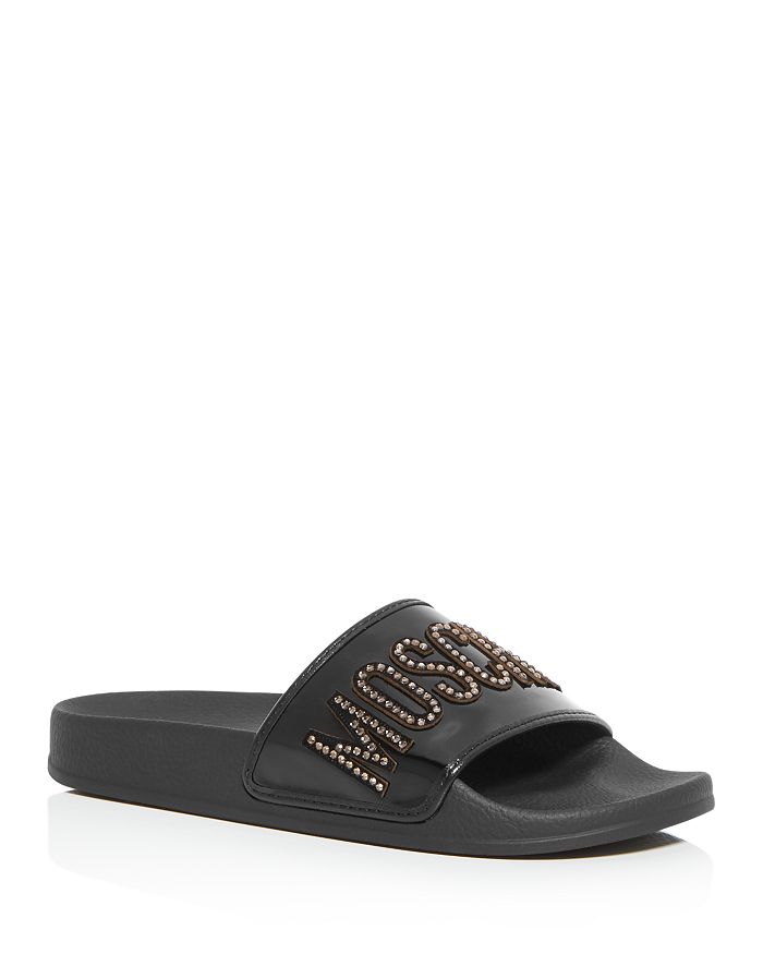 Moschino Women's Crystal Slide Sandals - 100% Exclusive In Black