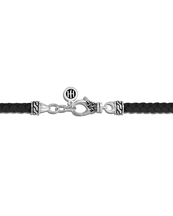 Shop John Hardy Sterling Silver & Black Leather Classic Chain Lined Flex Bracelet In Black/silver
