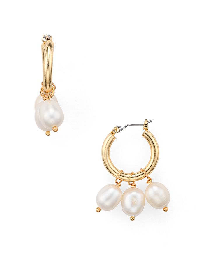 AQUA Cultured Freshwater Pearl Hoop Earrings - 100% Exclusive ...
